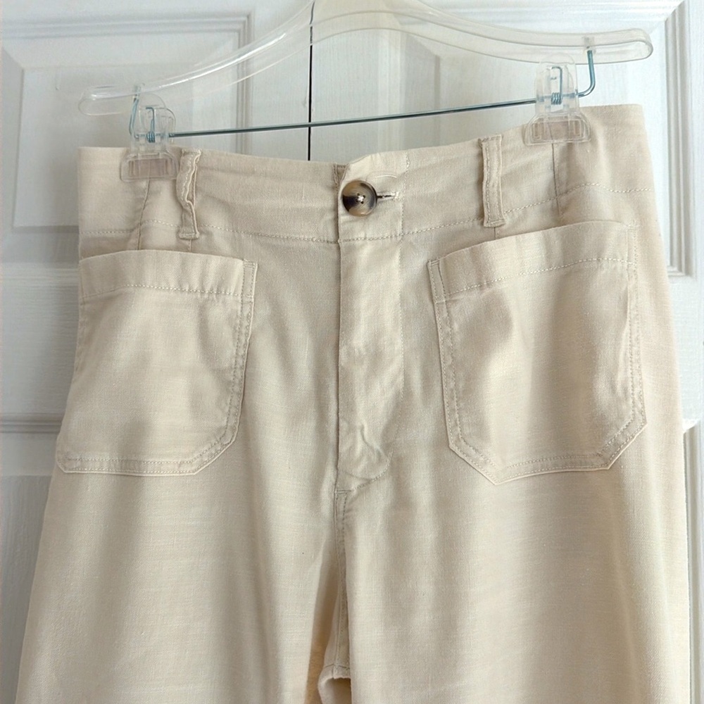 Maeve The Colette Cream Chalk Wide Leg Crop Pant 28 - Picture 3 of 9